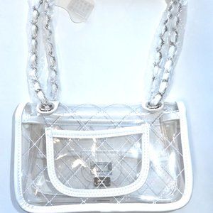 Clear Purse, 2 in 1 Transparent Shoulder Bag Set Fashion Rivet Chain Strap PVC
